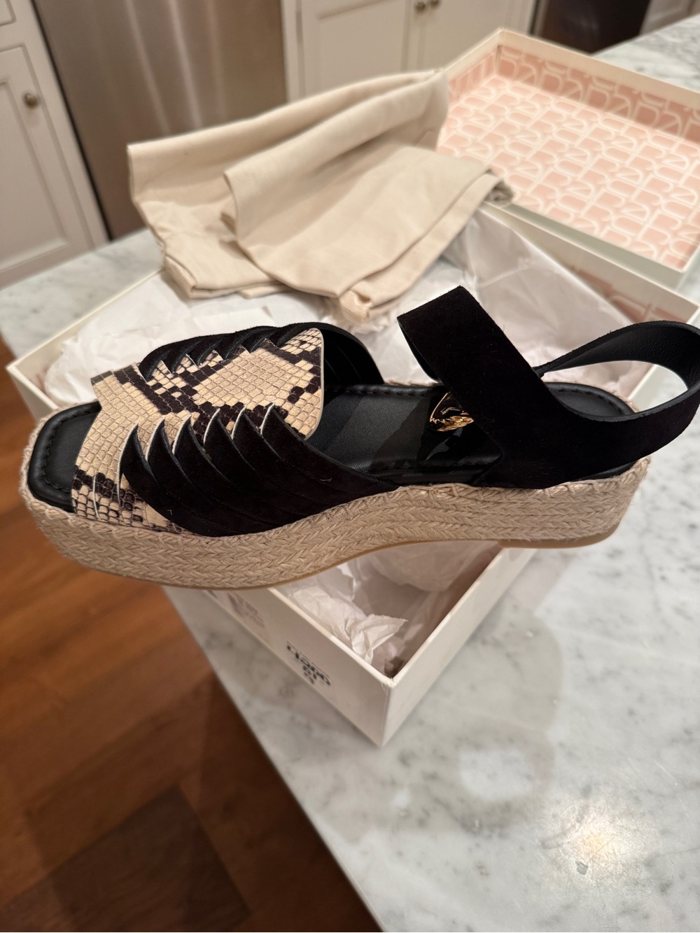 Ulla Johnson Crosta Black Printed Python Espadrilles. Brand new in box. Size 39.
